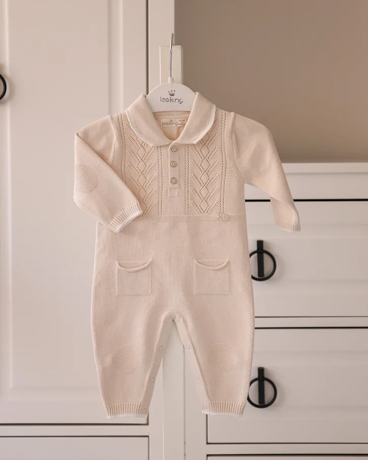 Almond Polo Knit Romper