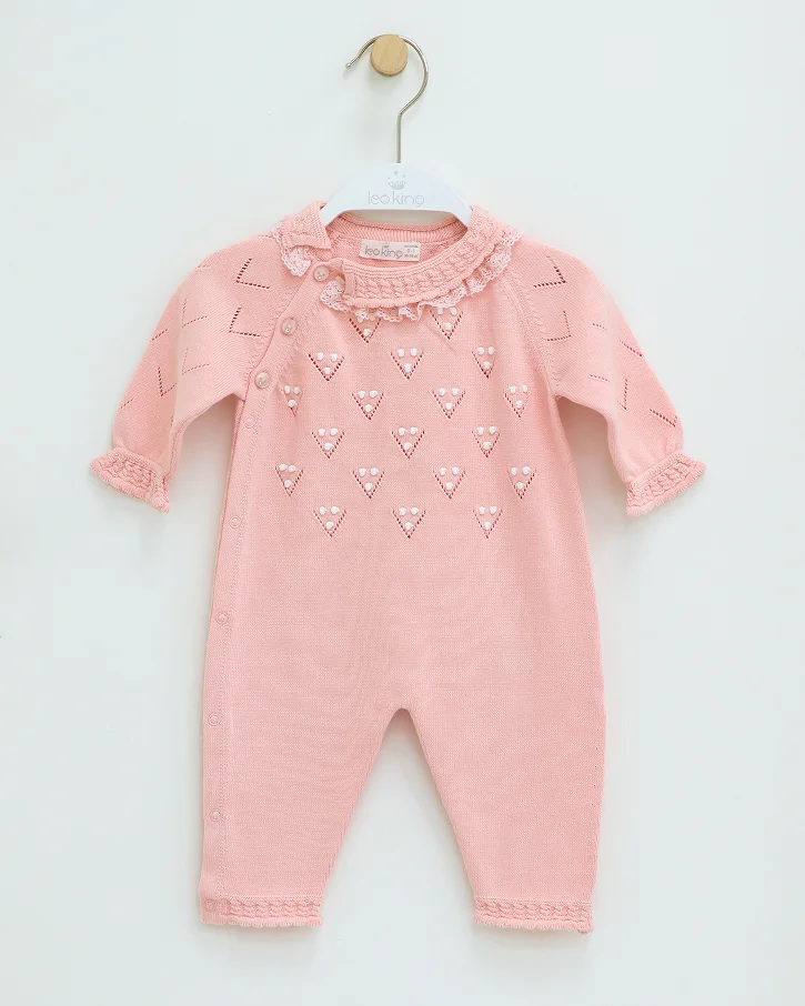 Berry Heart Lace Babygrow