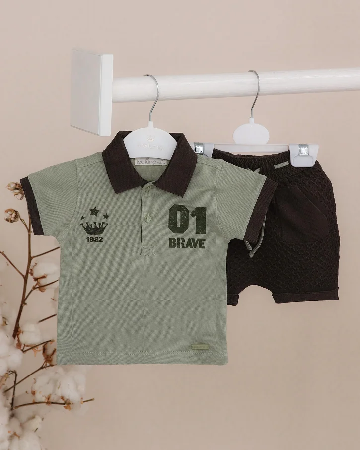 Brave Champ Polo & Shorts Set (Sage/Olive)