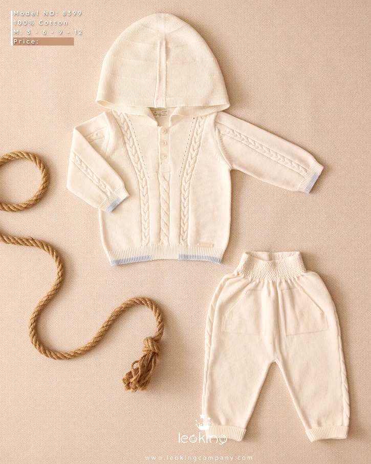 Ivory Cable Knit Hoodie Set