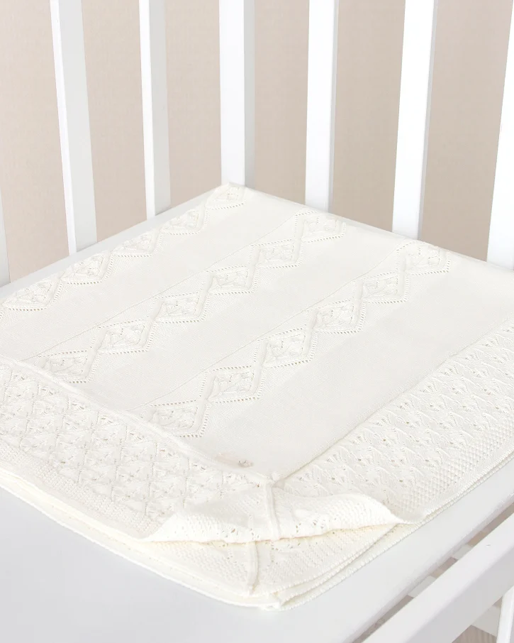 Ivory Diamond Knit Blanket