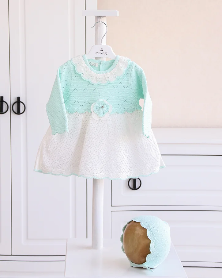 Mint Blossom Knit Dress Set