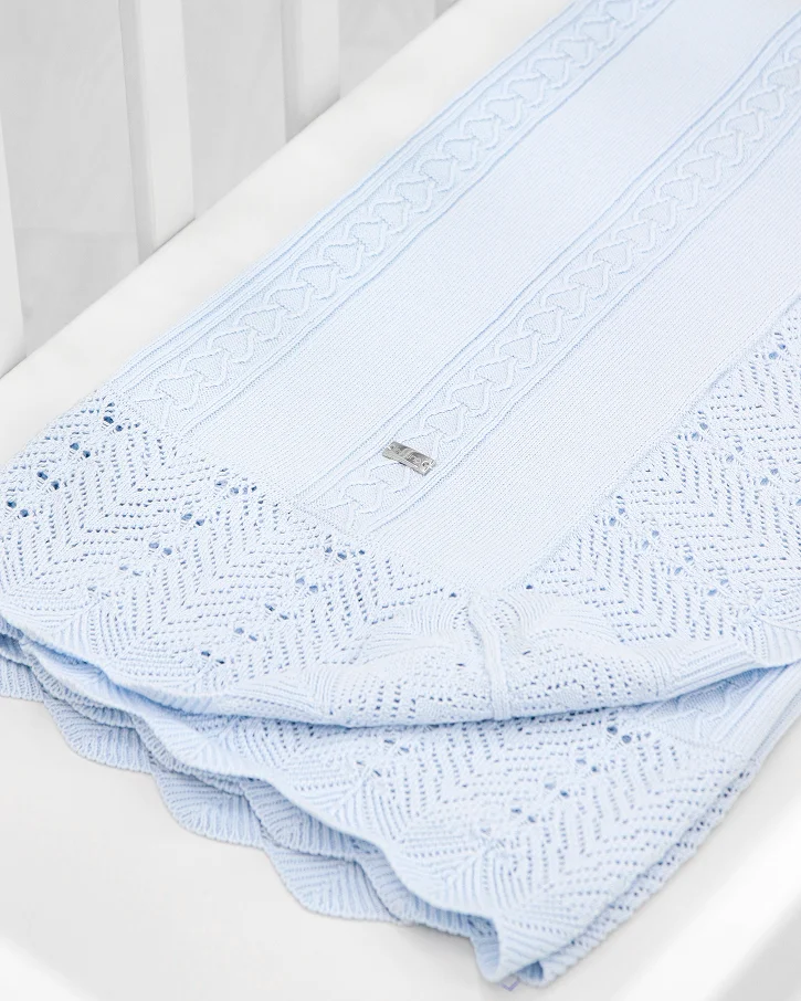 Powder Blue Cable Knit Blanket