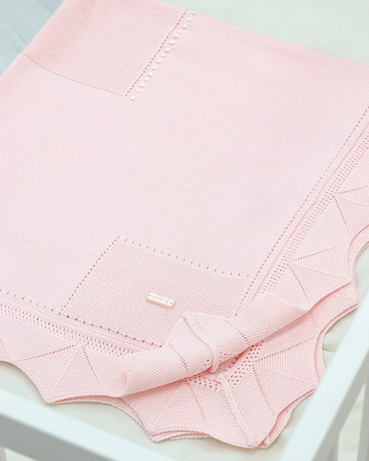 Rosy Scallop Pointelle Blanket