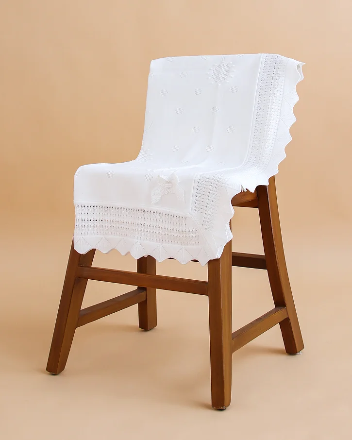 White Dot Lace Knit Blanket