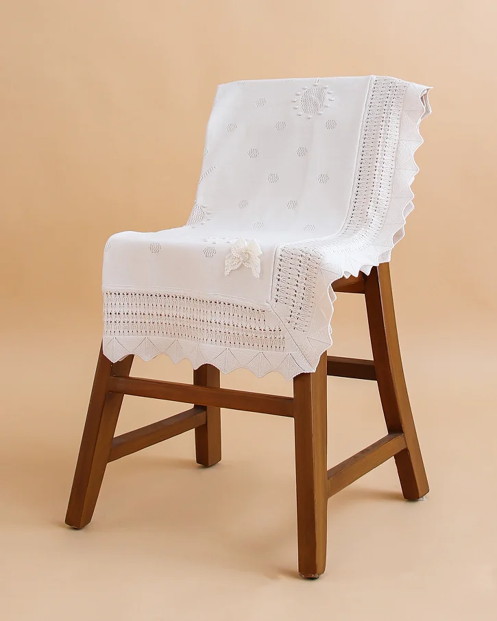 White Dot Lace Knit Blanket